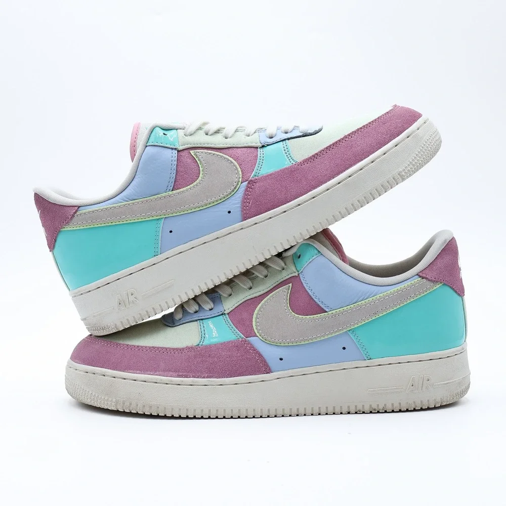 NIKE Men's US 11 Easter Spring Patchwork Air Force 1 07 QS Low Sneakers
